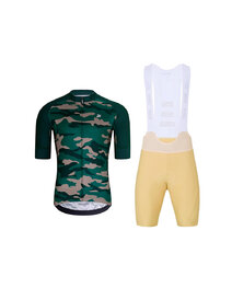 HOLOKOLO Tricoul și pantaloni scurți de ciclism - CAMOTRAIL - bej/verde